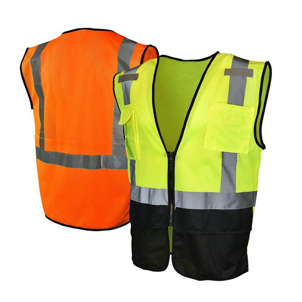 ANSI Class 2 Surveyor Safety Mesh Vests Comfort High Vis Workwear Cool Black Front Bottom - SHV2V14