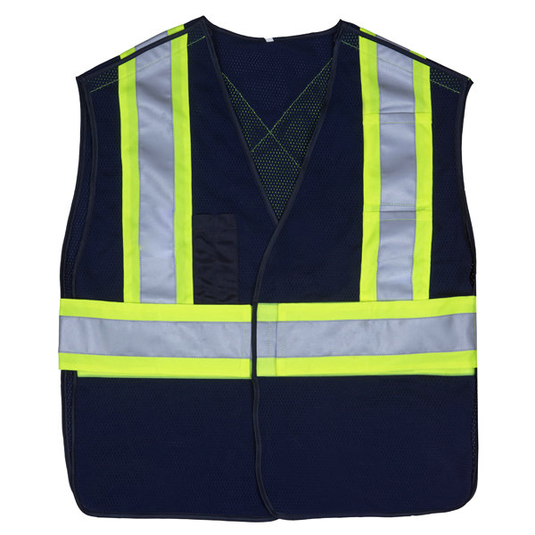 Class 1 Economy Mesh Vests Lime Adjustable Waist Belt X-Back Stripe CSA Z96 Velcro Closure - SHV1V01