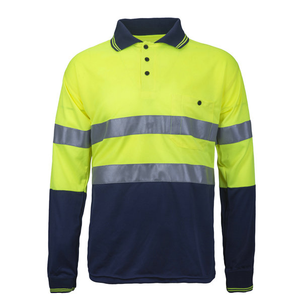 Class 2 Reflective Safety T Shirts Long Sleeve Construction Shirts With Logo Fluo Yellow - SHVS09