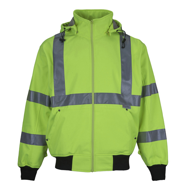 Soft Shell Mens Class 3 High Vis Winter Safety Jacket Work Hoodie Reflective Safety Jackets - SHVJ01
