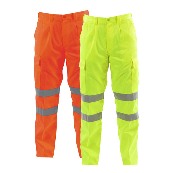 High Visibility Safety Pants Men's Reflective Work Pants With Pockets Comfort Lime Polyester - SHVP02