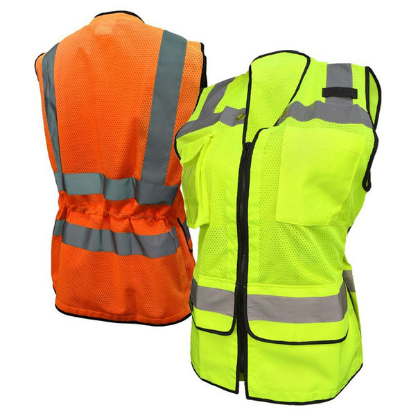 Survey Vest Class 2 Women Safety Vests High Vis Vests With Pockets Yellow Polyester Mesh - SHV2V05