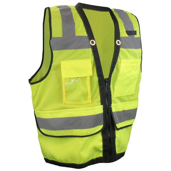 ANSI Class 2 Surveyor Safety Vests Lime Mesh Polyester With Solid Multipurpose Pockets - SHV2V01